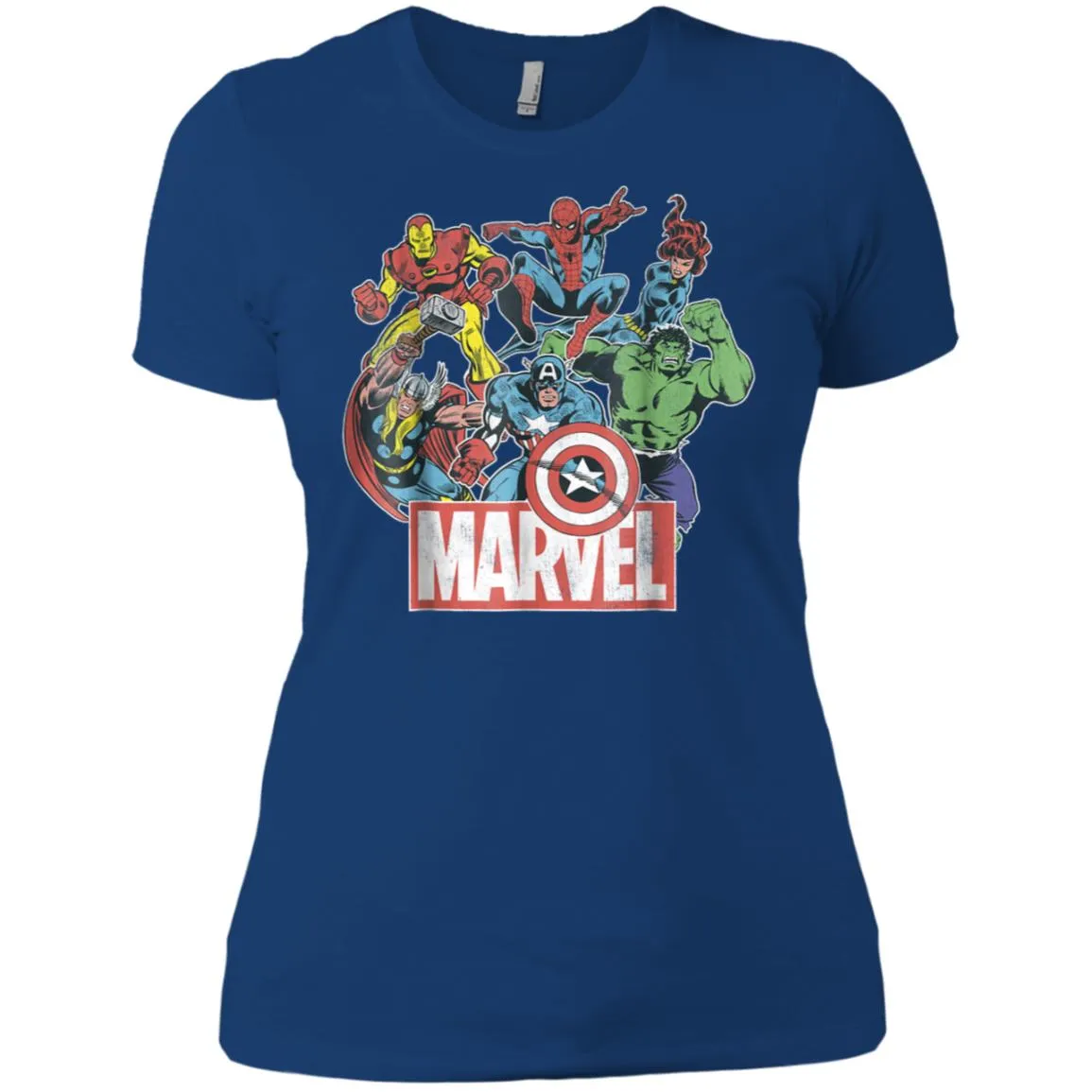 Marvel Avengers Team Retro Comic Vintage Graphic Women Cotton T-Shirt