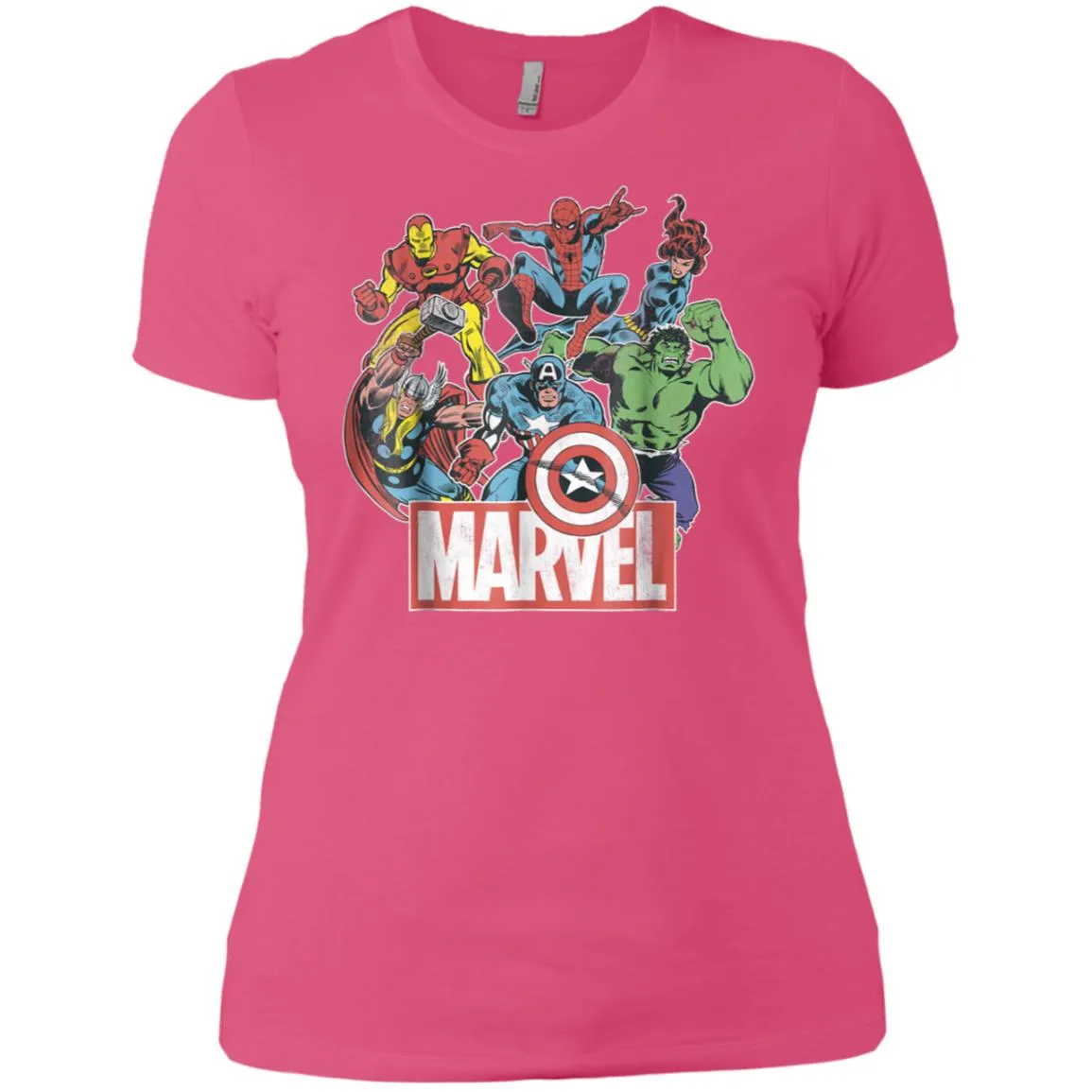 Marvel Avengers Team Retro Comic Vintage Graphic Women Cotton T-Shirt