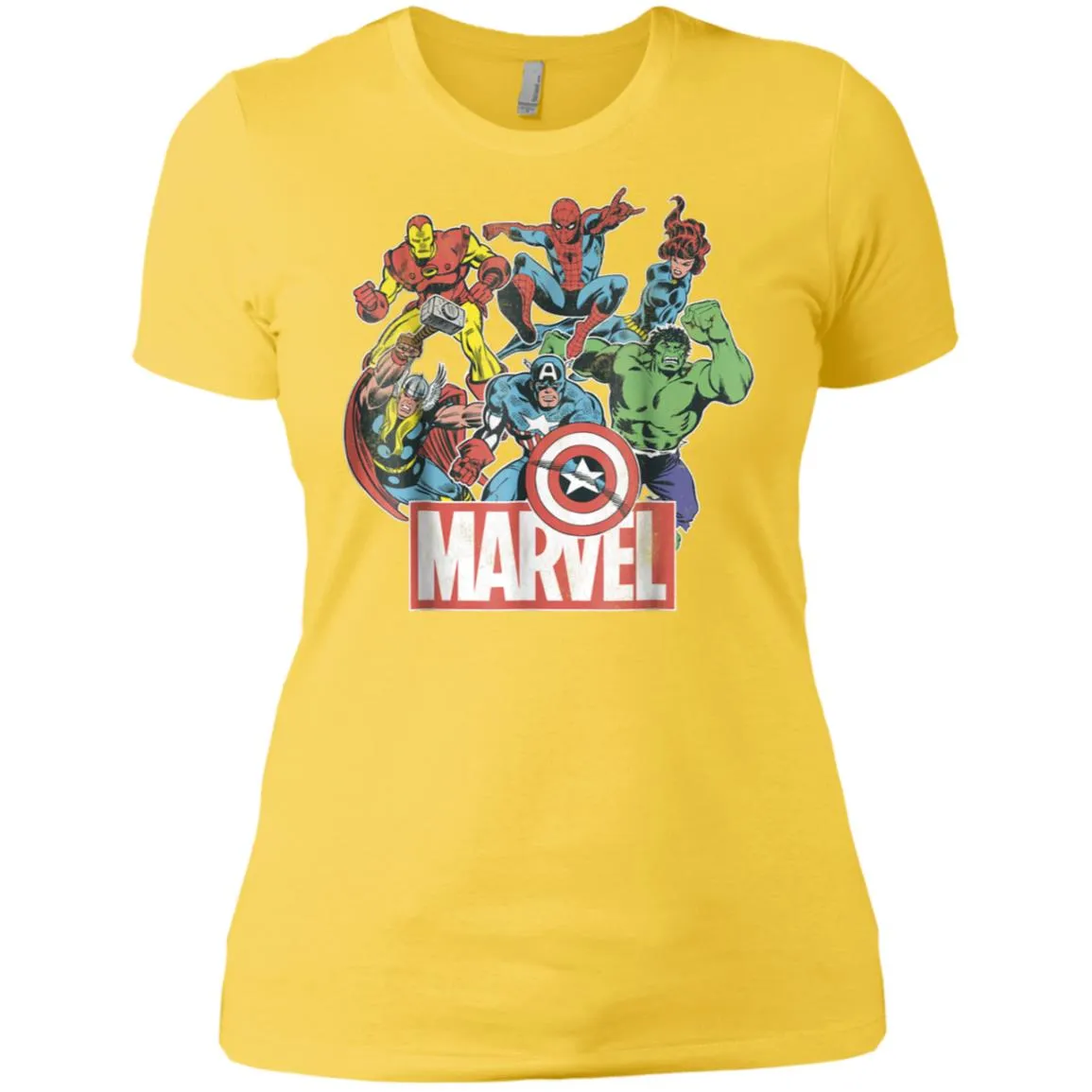 Marvel Avengers Team Retro Comic Vintage Graphic Women Cotton T-Shirt