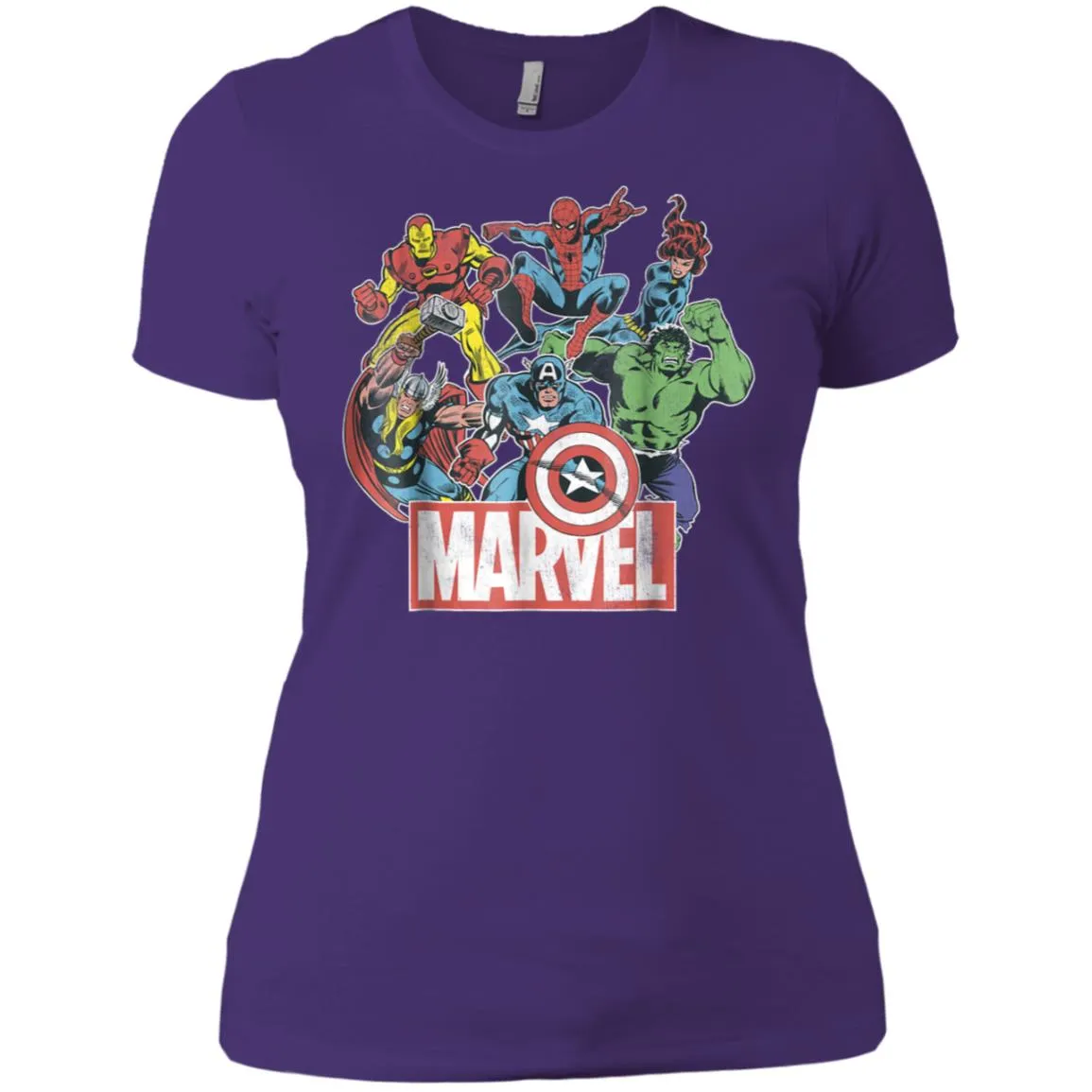 Marvel Avengers Team Retro Comic Vintage Graphic Women Cotton T-Shirt