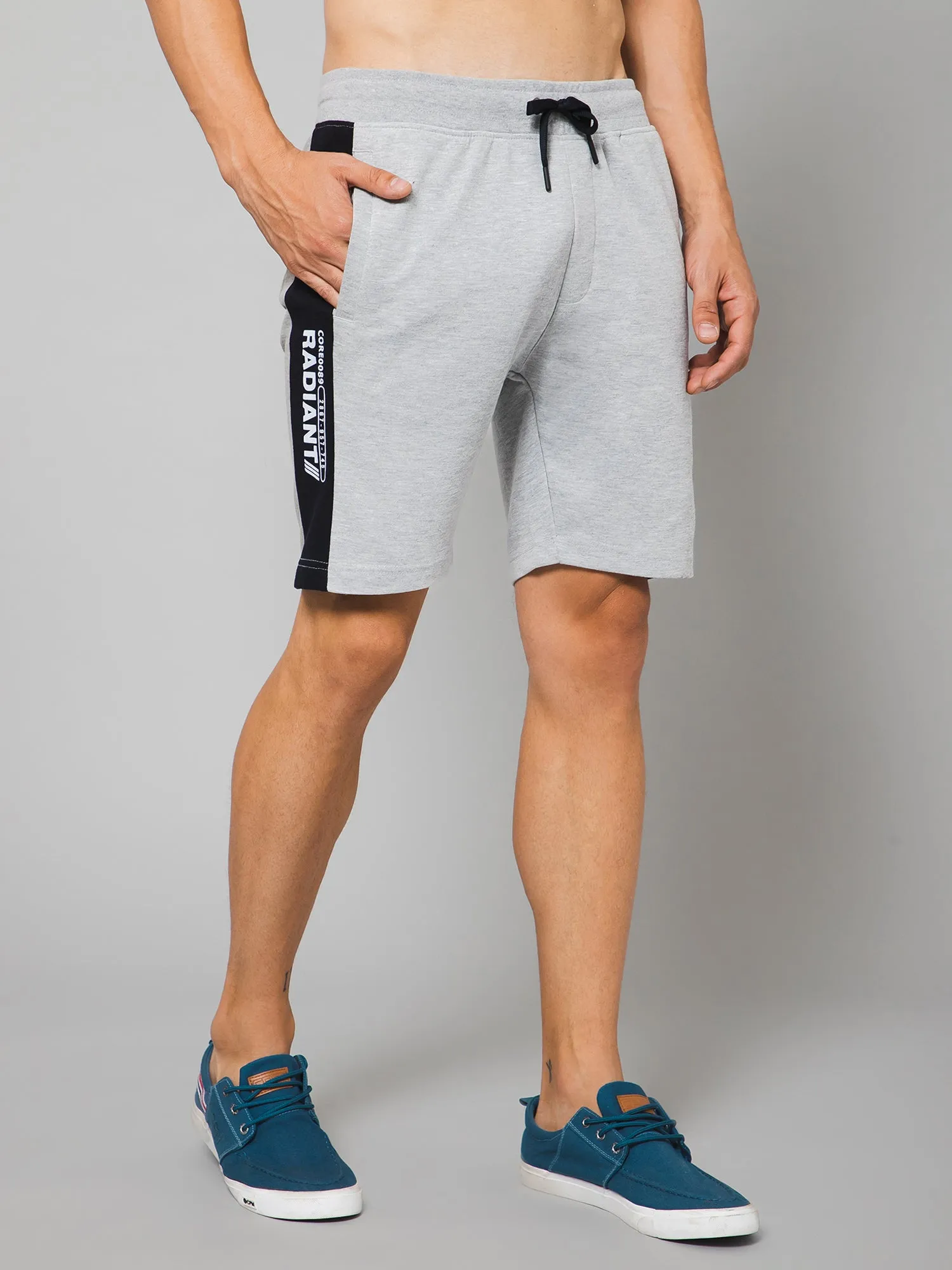 Men Grey Melange Bermuda