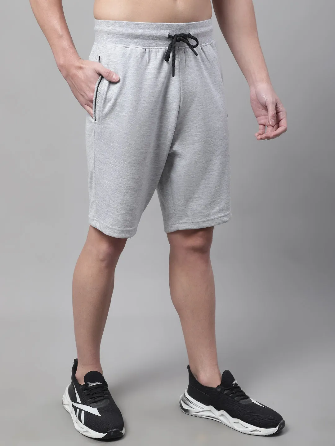 Men Grey Melange Shorts