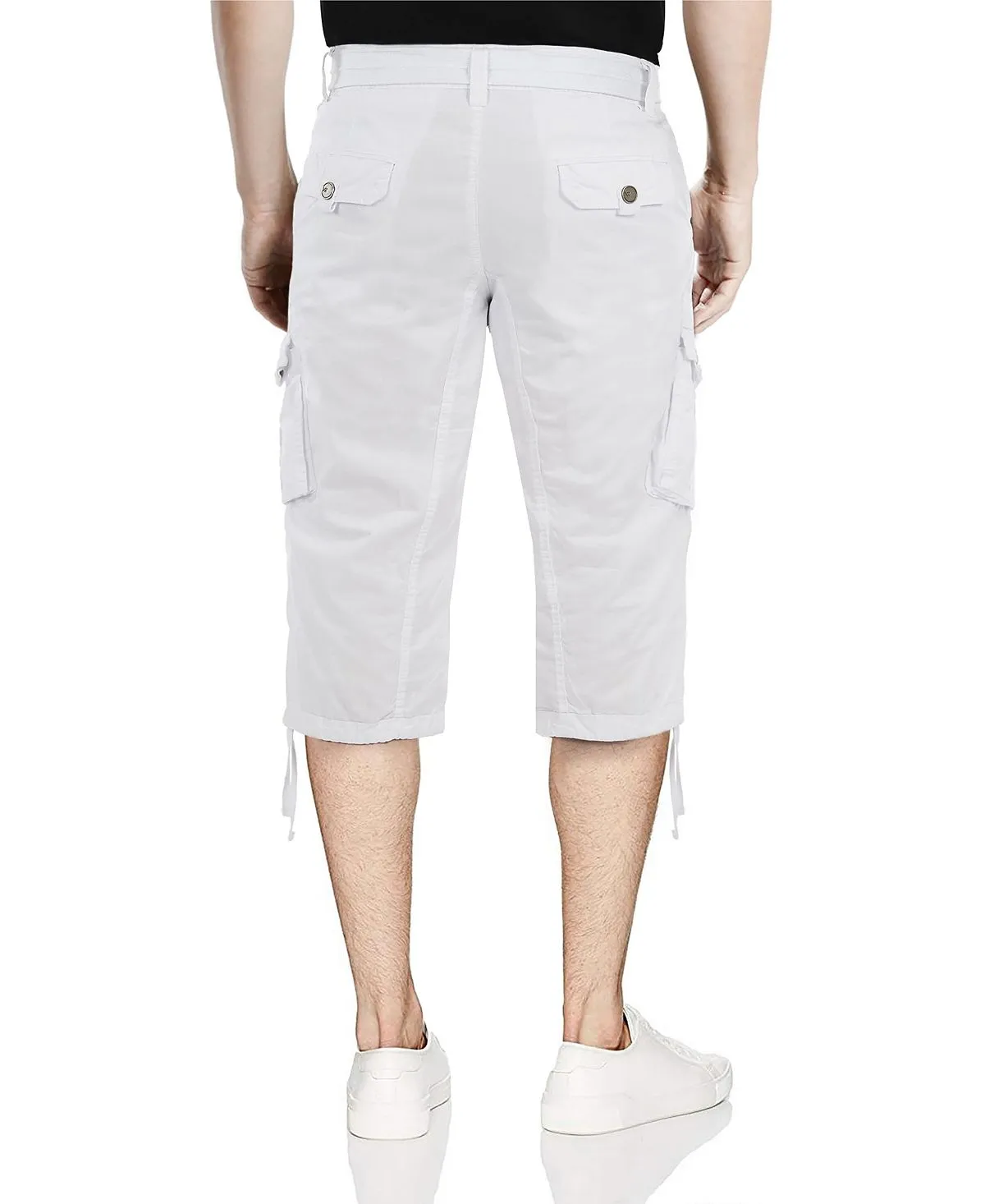 Men's capri cargo shorts with X-Ray belt, white