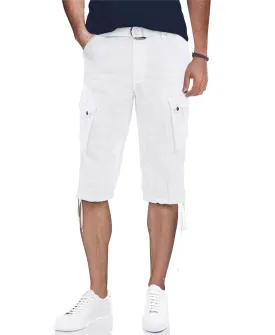 Men's capri cargo shorts with X-Ray belt, white