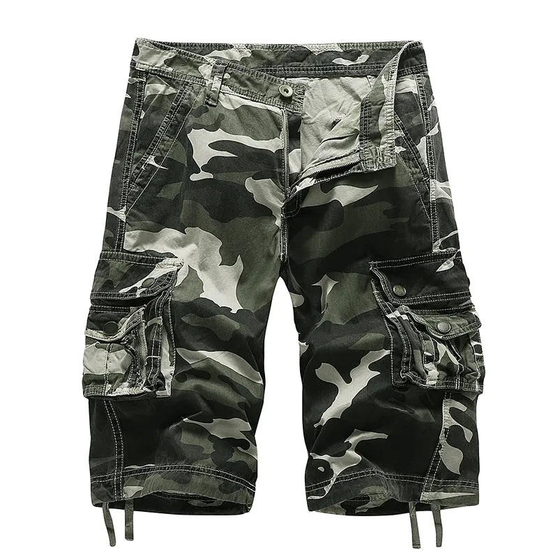 Mens Cotton Relaxed Fit Camouflage Camo Cargo Shorts-A083