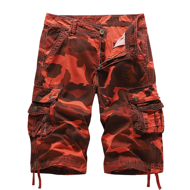 Mens Cotton Relaxed Fit Camouflage Camo Cargo Shorts-A083