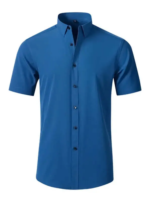 Men's Short Sleeve Button up Wrinkle-Resistant Shirt