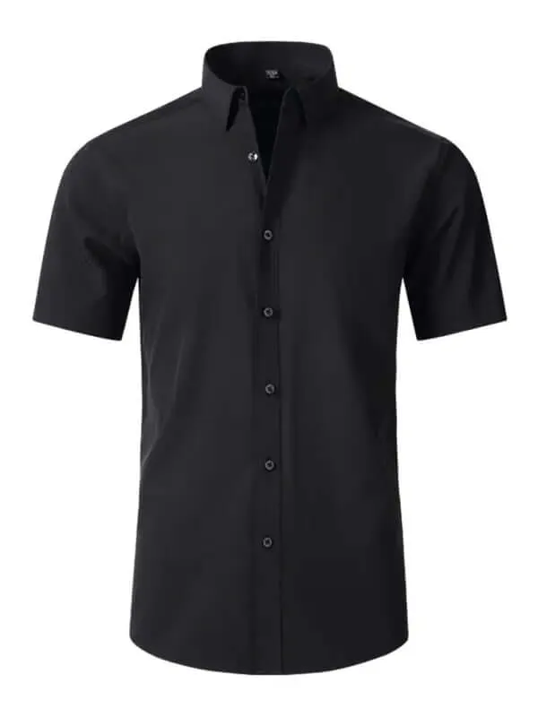 Men's Short Sleeve Button up Wrinkle-Resistant Shirt