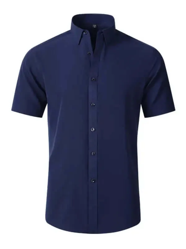 Men's Short Sleeve Button up Wrinkle-Resistant Shirt