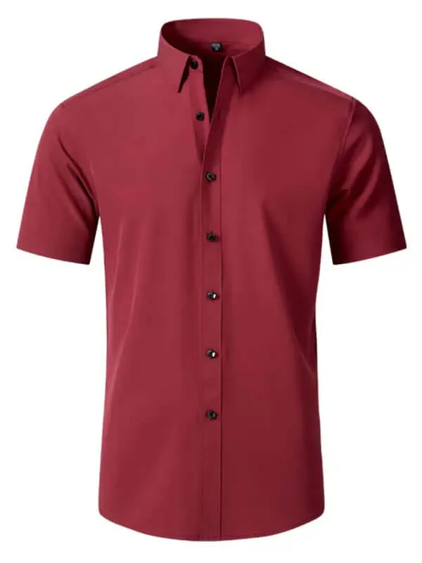 Men's Short Sleeve Button up Wrinkle-Resistant Shirt