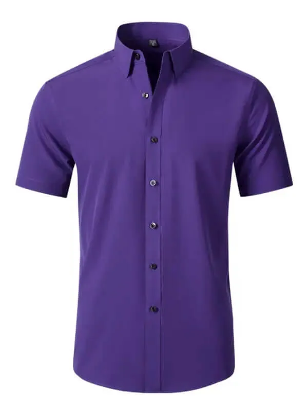 Men's Short Sleeve Button up Wrinkle-Resistant Shirt