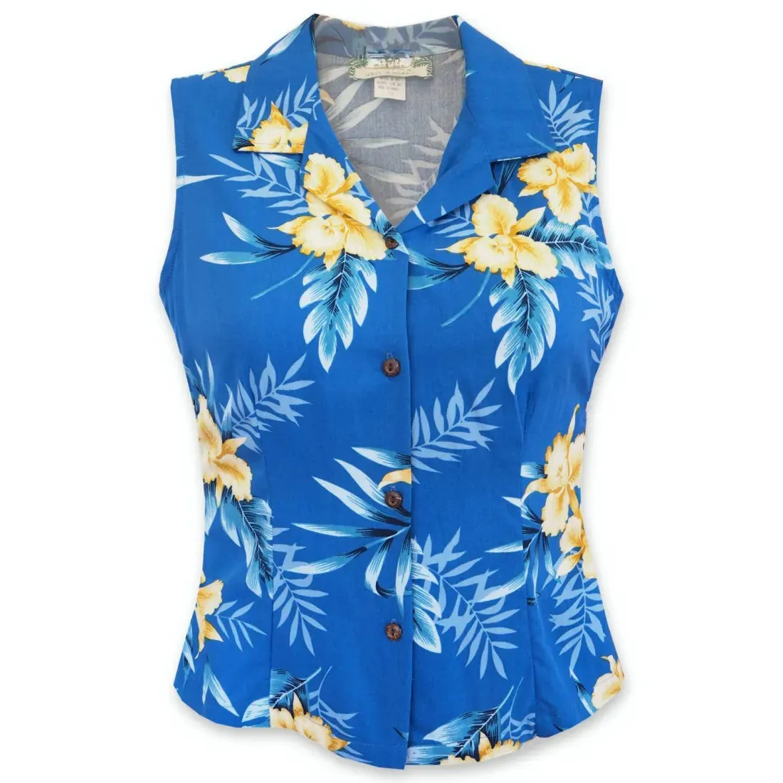 Midnight Blue Lady's Hawaiian Sleeveless Blouse