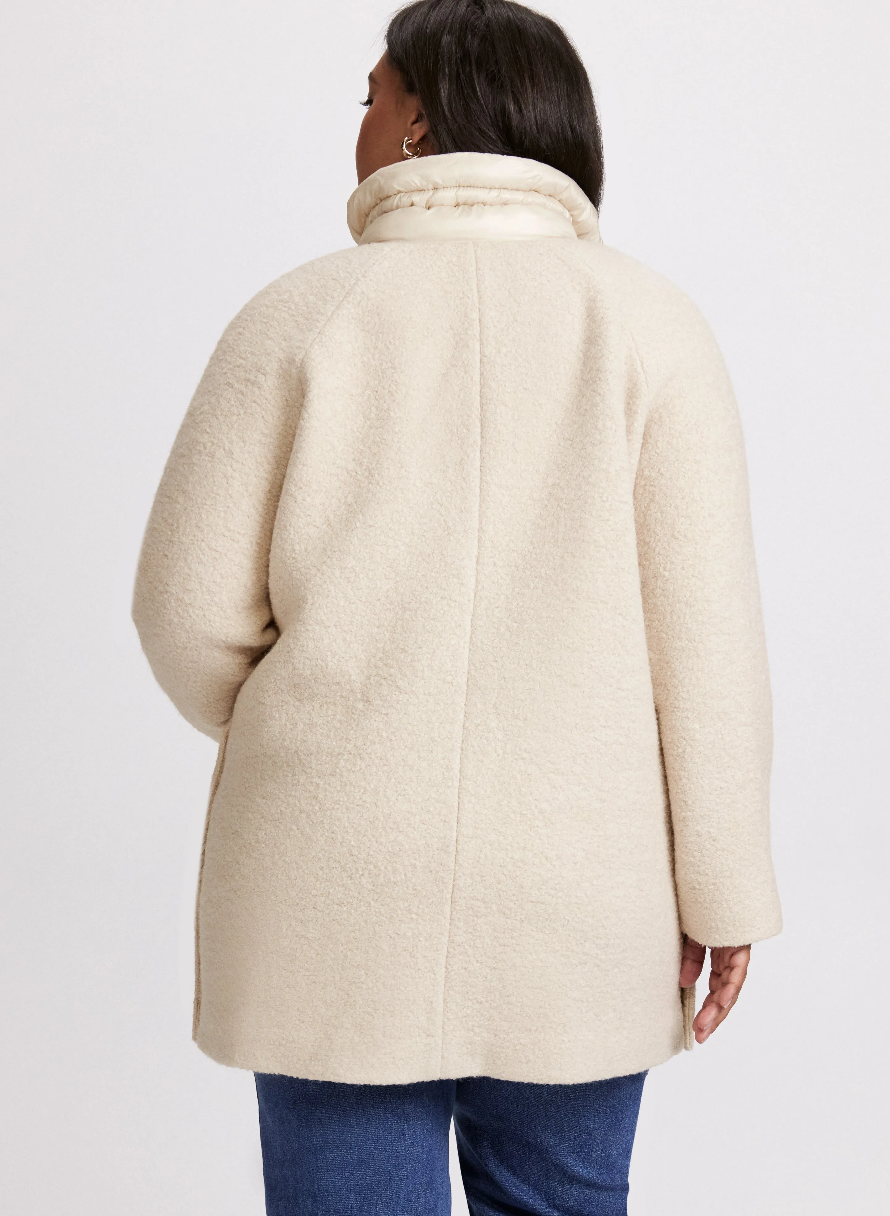 Mixed Puffer Wool-Blend Coat