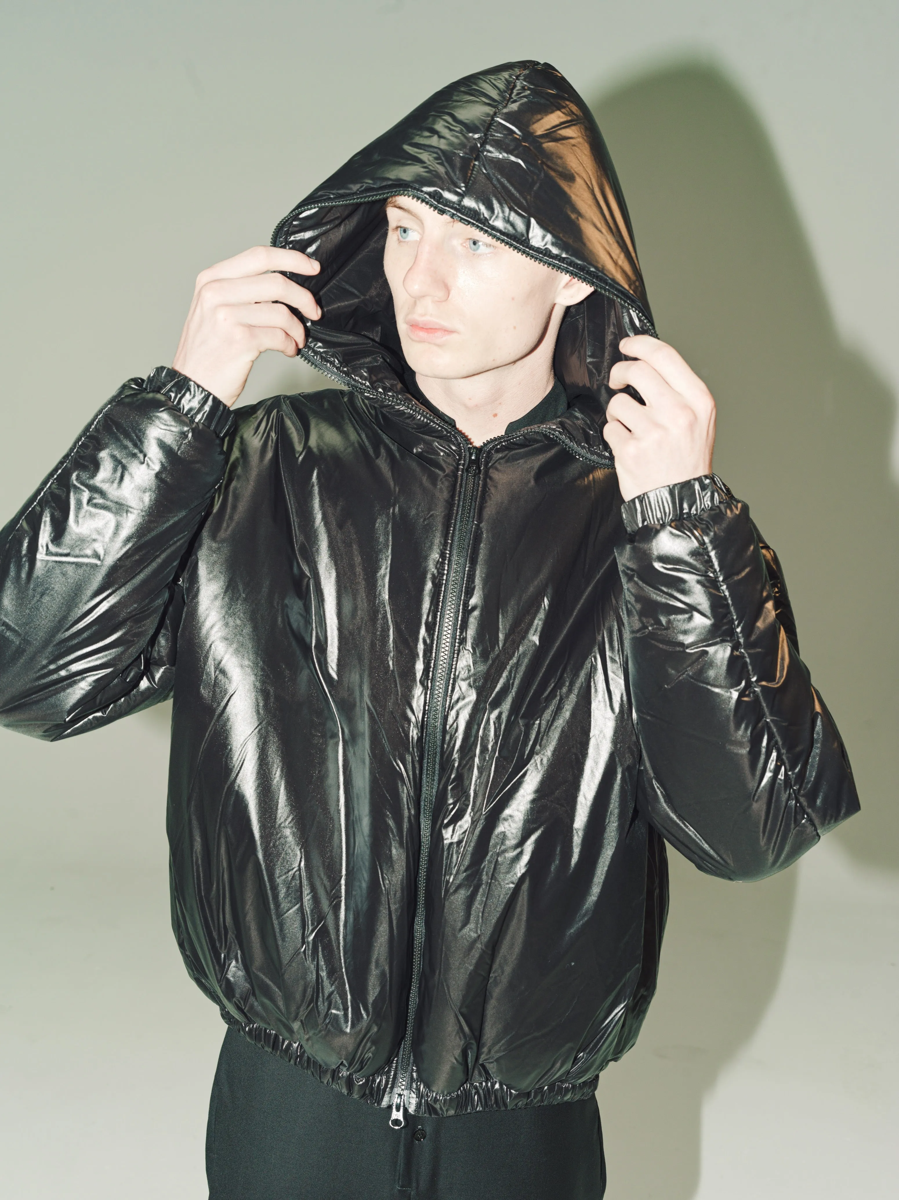 NO.229 Black Recycled Limonta Puffer Hooded Jacket