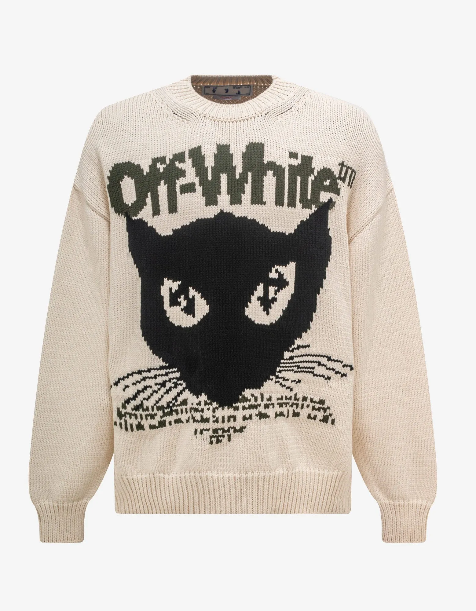 Off-White Cream Cat Chunky Sweater