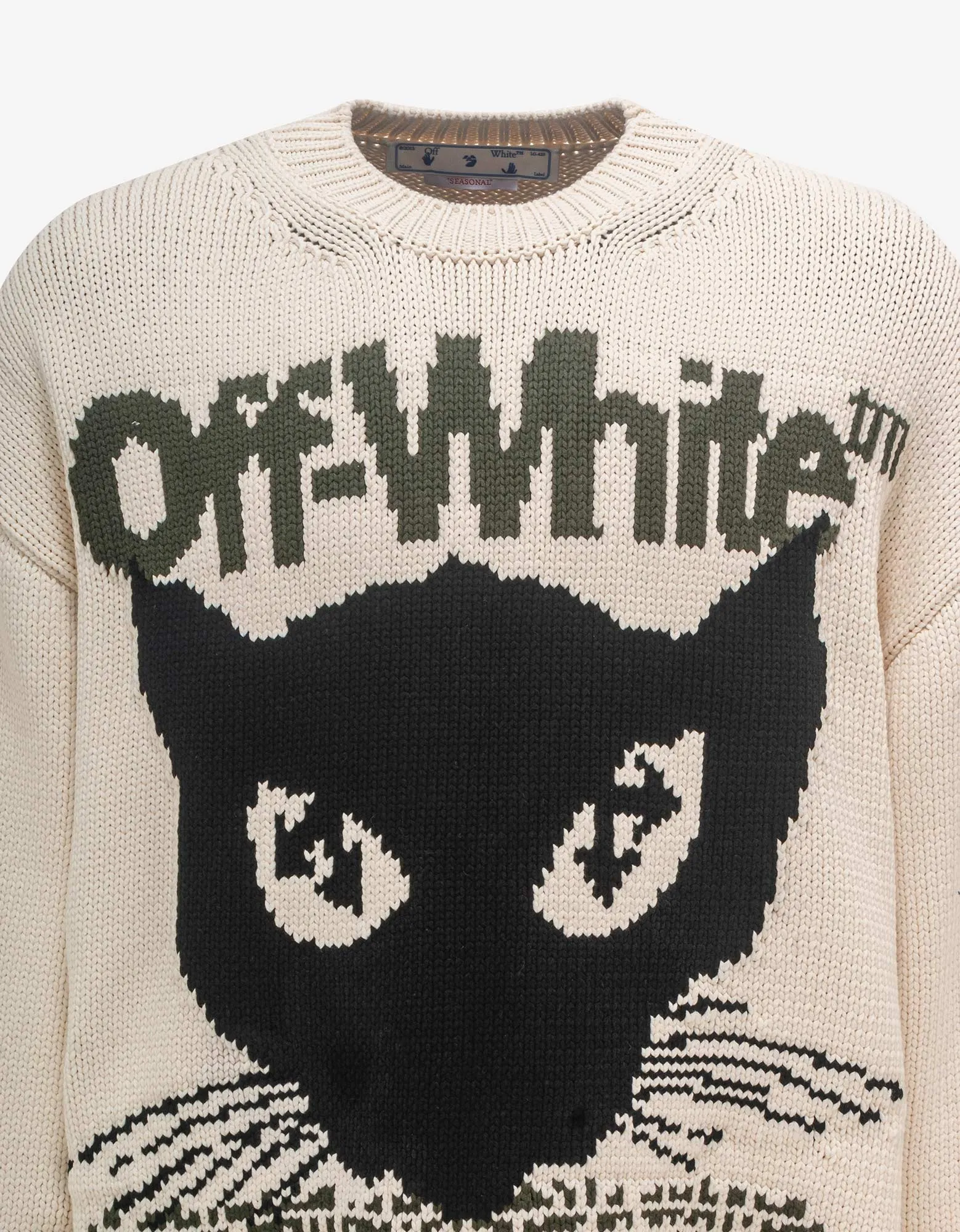 Off-White Cream Cat Chunky Sweater