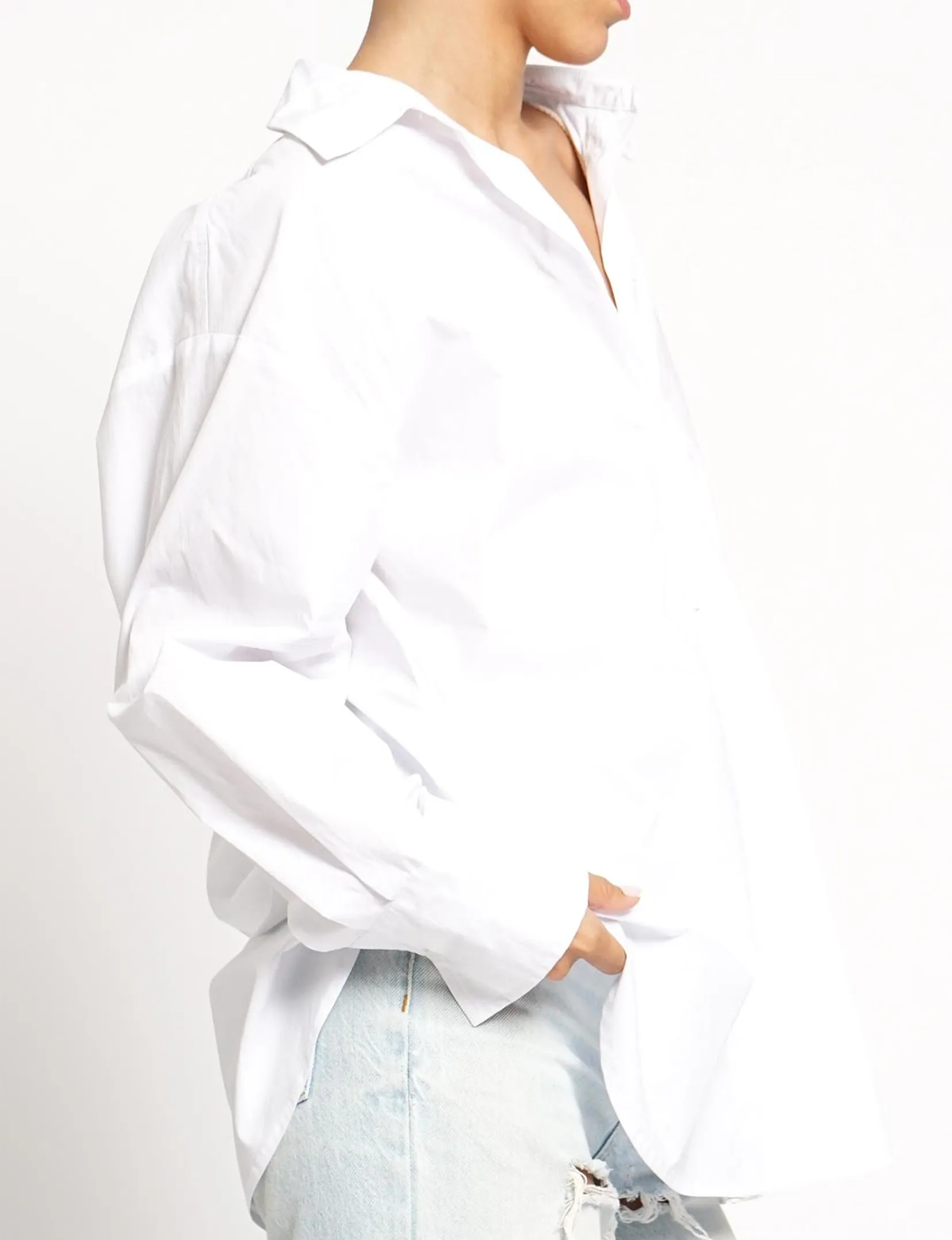 Oversized Joey Button Down Shirt, White