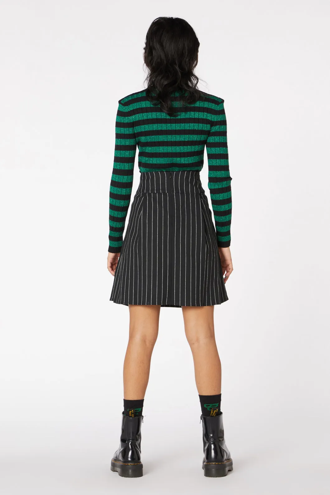 Pin Stripe Pleat Mini Skirt