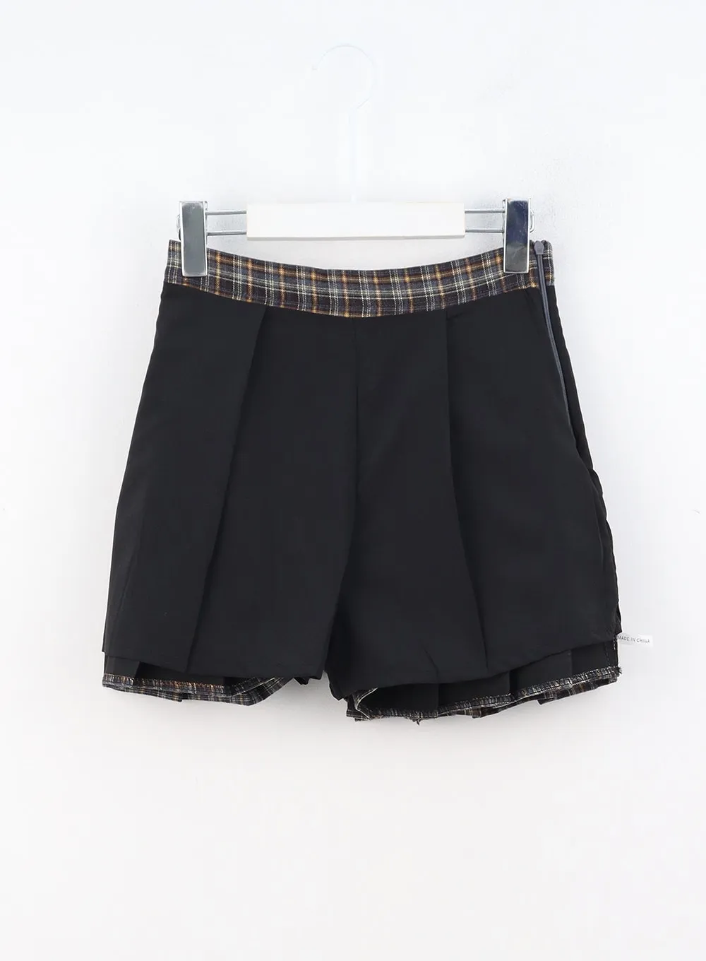 Pleated Check Mini Skirt OO327