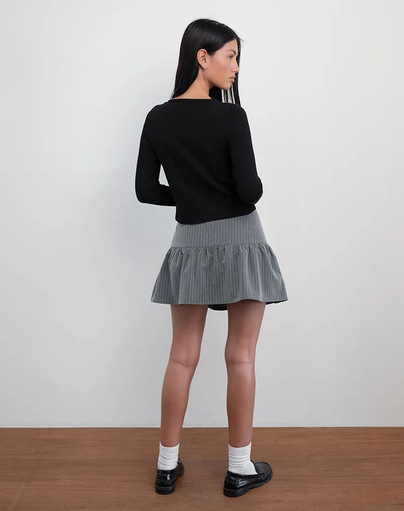 Raffita Mini Skirt in Pinstripe Grey