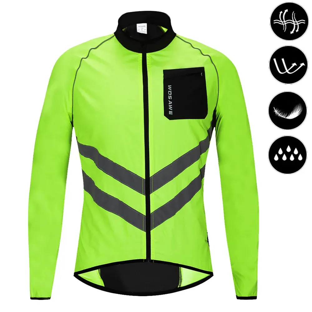 Reflective Cycling Windbreaker Men MTB Bike Jacket Moto Coat Windproof Camping Fishing Cycling Clothes Multi-use Jersey