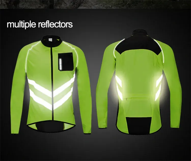 Reflective Cycling Windbreaker Men MTB Bike Jacket Moto Coat Windproof Camping Fishing Cycling Clothes Multi-use Jersey