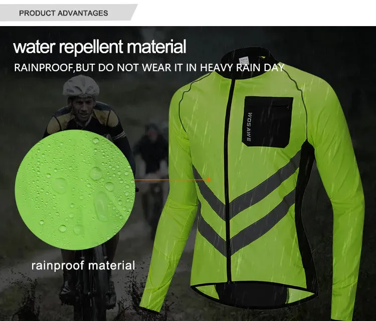 Reflective Cycling Windbreaker Men MTB Bike Jacket Moto Coat Windproof Camping Fishing Cycling Clothes Multi-use Jersey