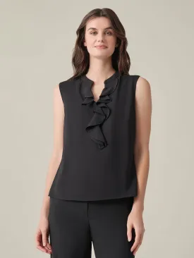 Ruffle Front Blouse, Crepe de Chine