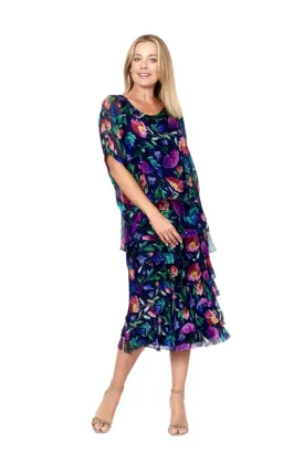 Silk Dress Frayed Layer dress Floral