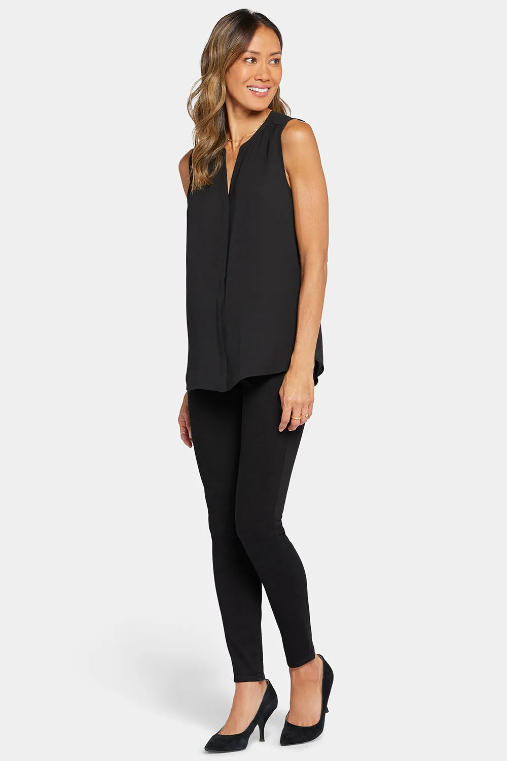 Sleeveless Pintuck Blouse - Black