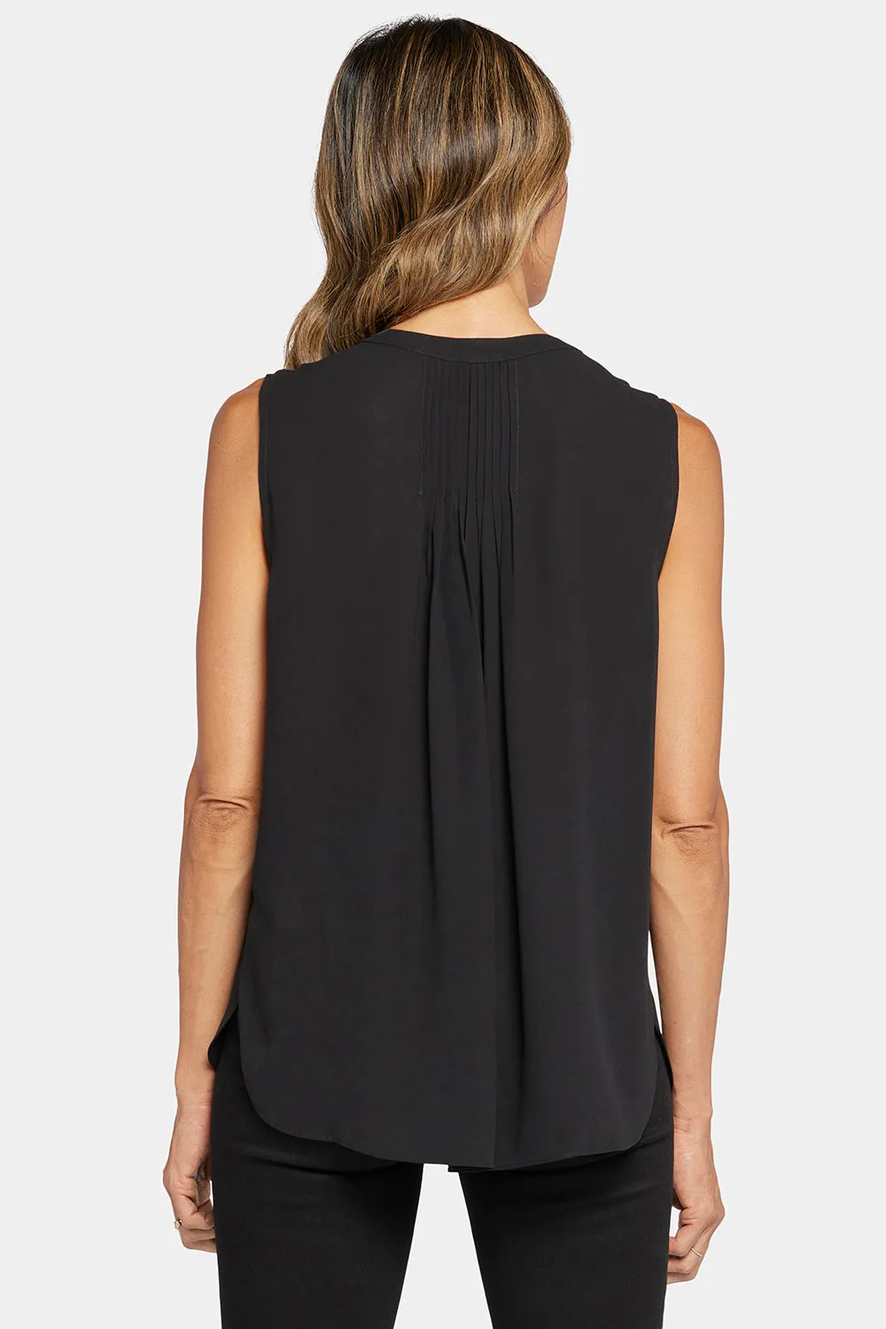 Sleeveless Pintuck Blouse - Black