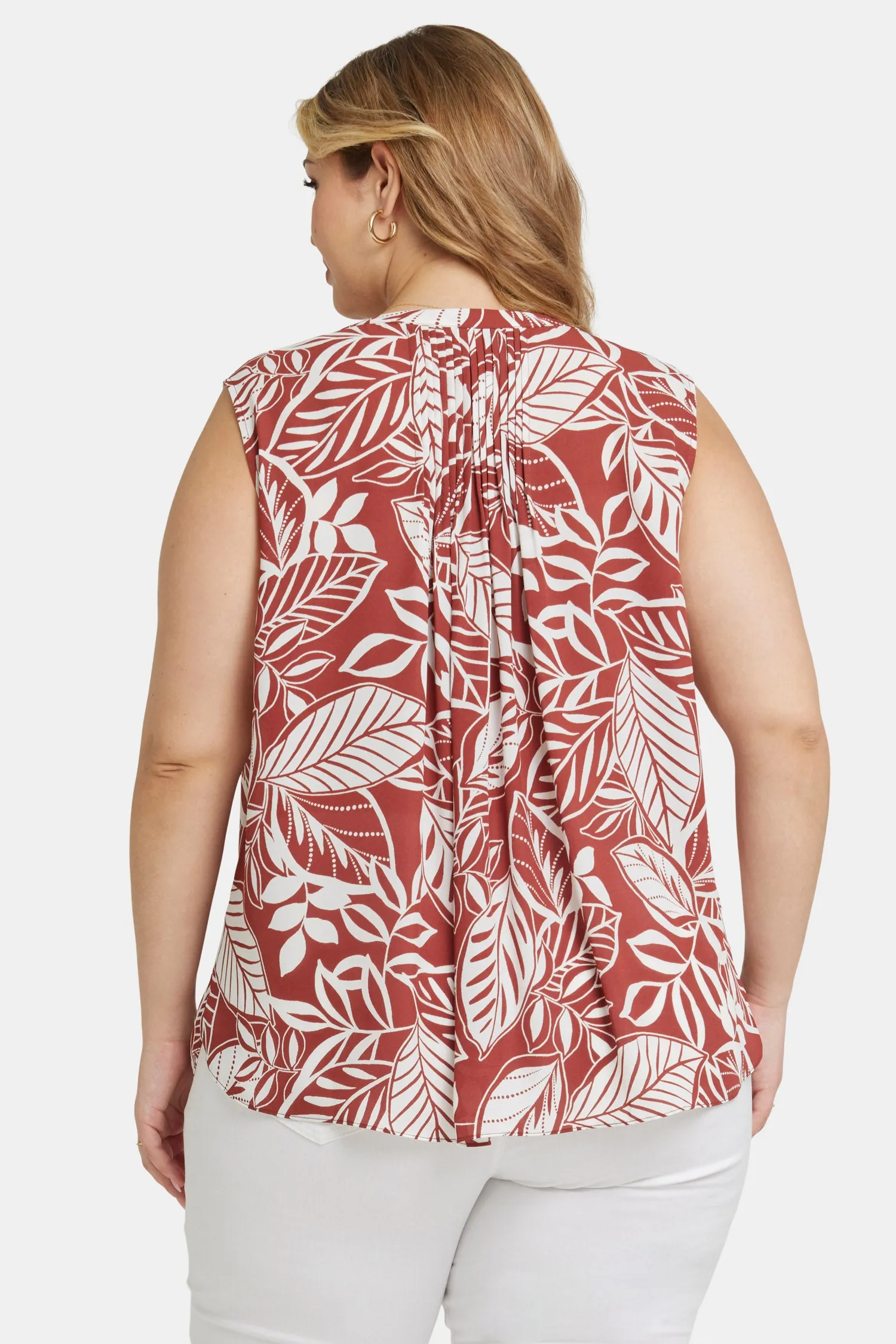 Sleeveless Pintuck Blouse In Plus Size - Arianna