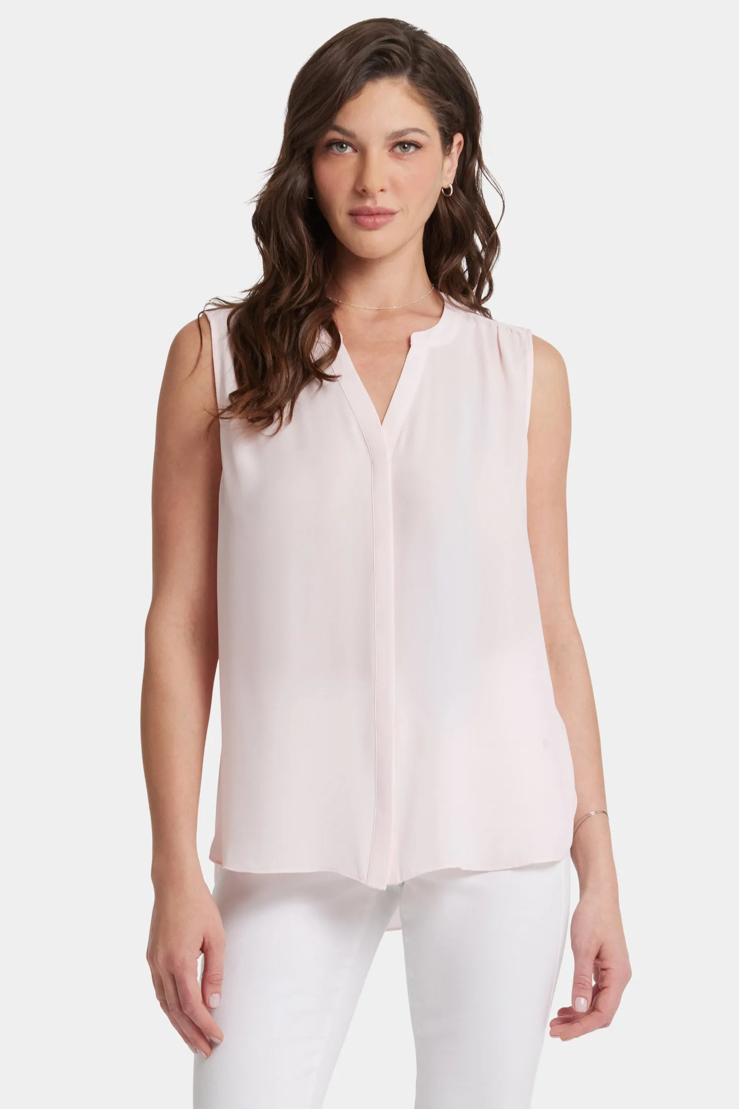 Sleeveless Pintuck Blouse  - Light Primrose