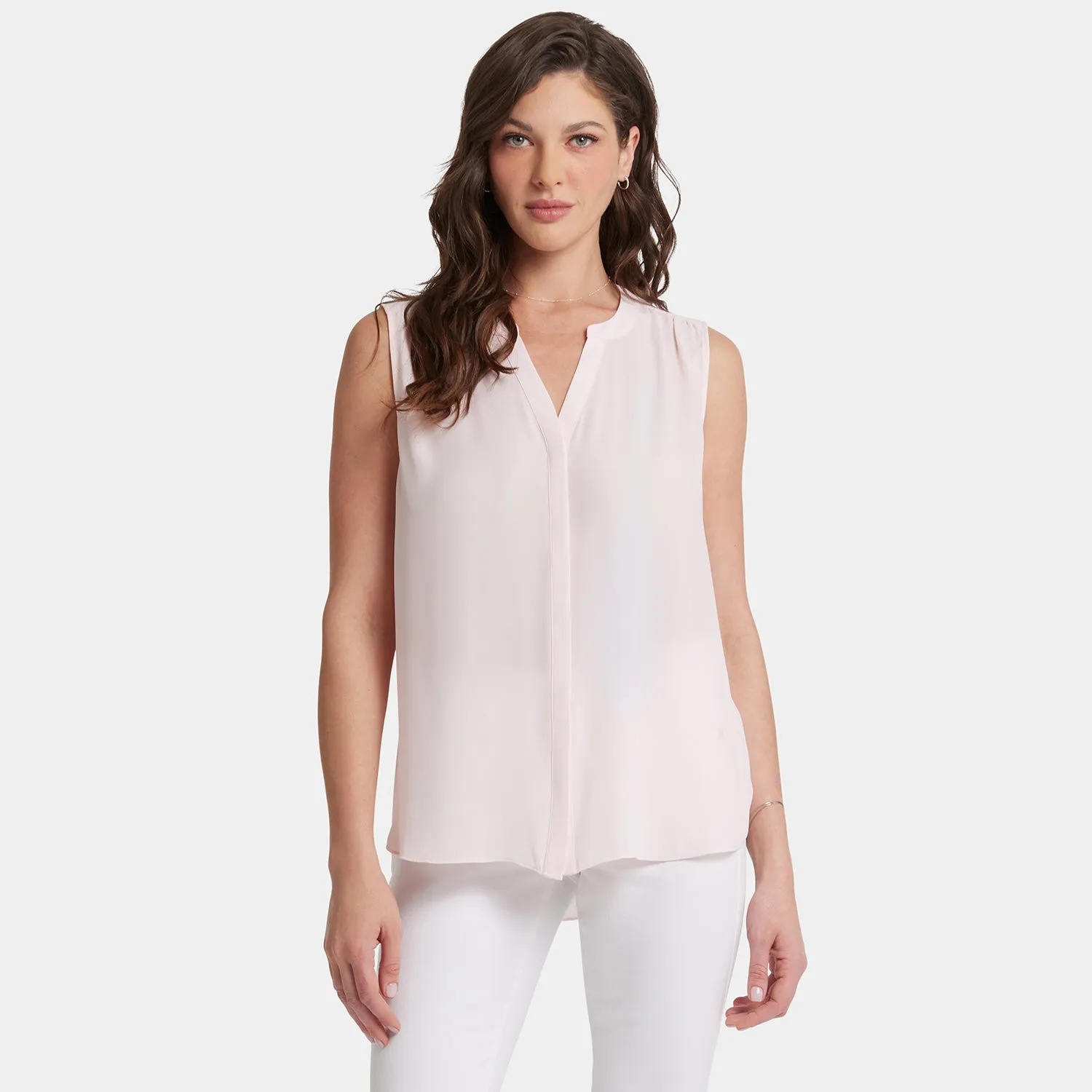 Sleeveless Pintuck Blouse  - Light Primrose