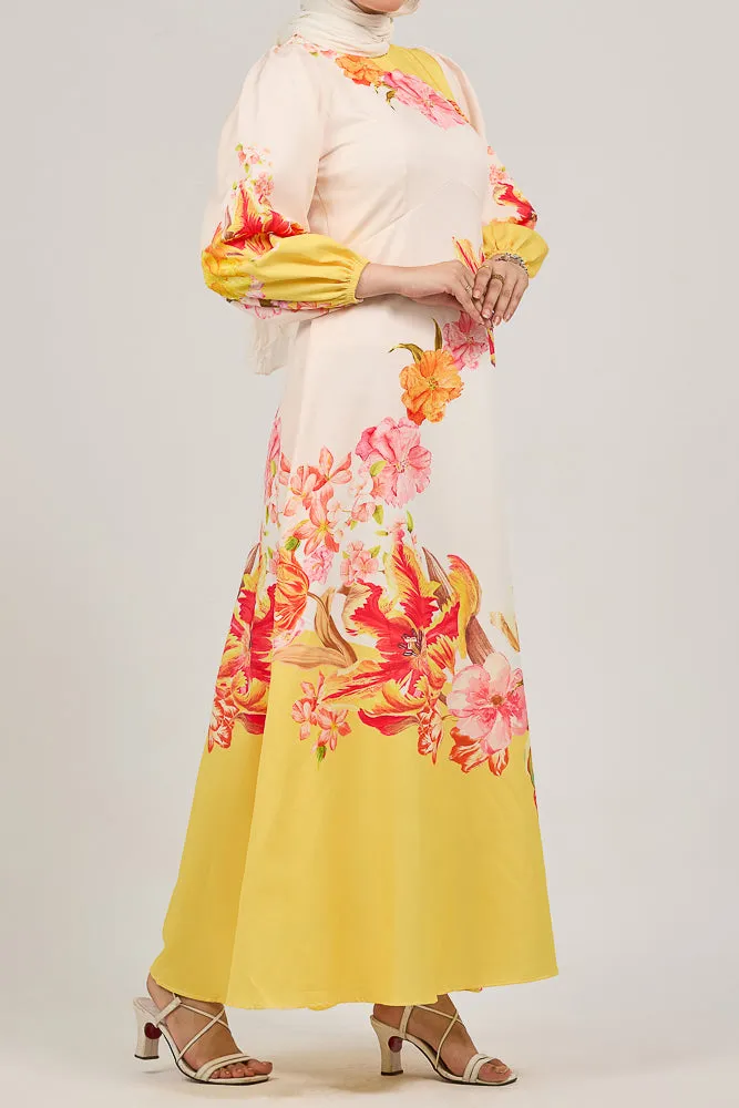 Sublime Elegance Bloom Polymix Maxi Dress with Floral Print