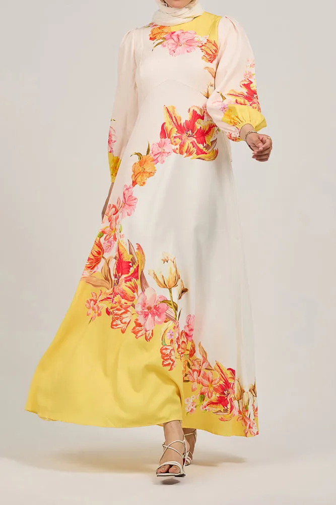 Sublime Elegance Bloom Polymix Maxi Dress with Floral Print