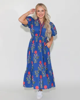 THML Puff Sleeve Flower Print Maxi Dress