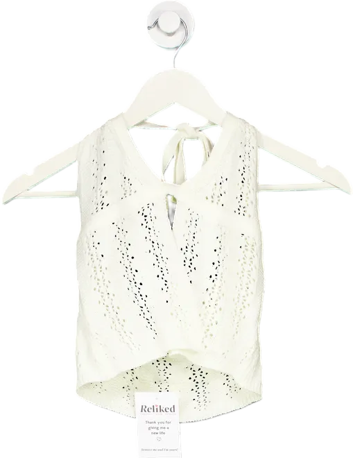 Tiger Mist White Crochet Halter Top UK S