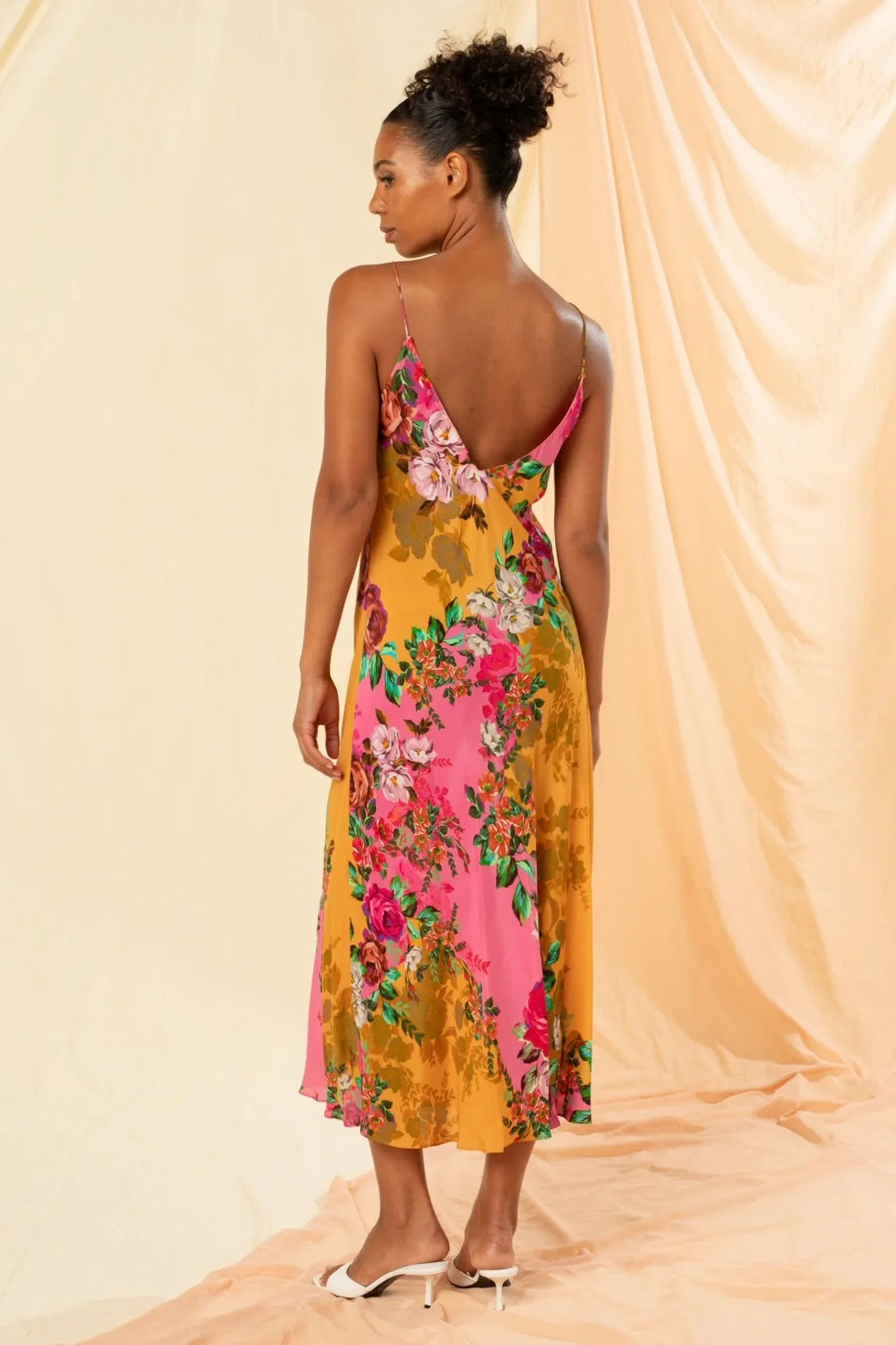 Valentina Pink Floral Strappy Maxi Dress