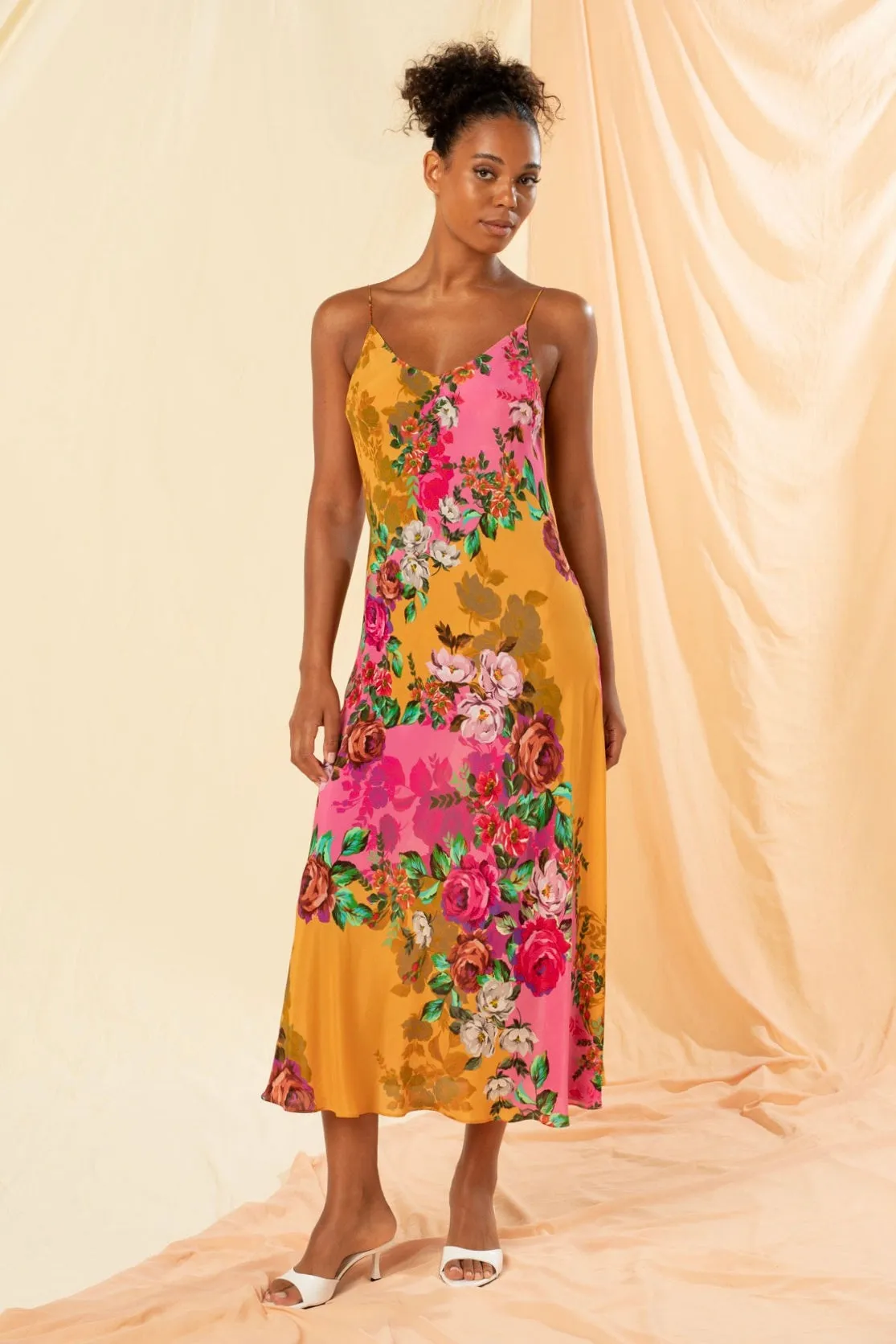 Valentina Pink Floral Strappy Maxi Dress