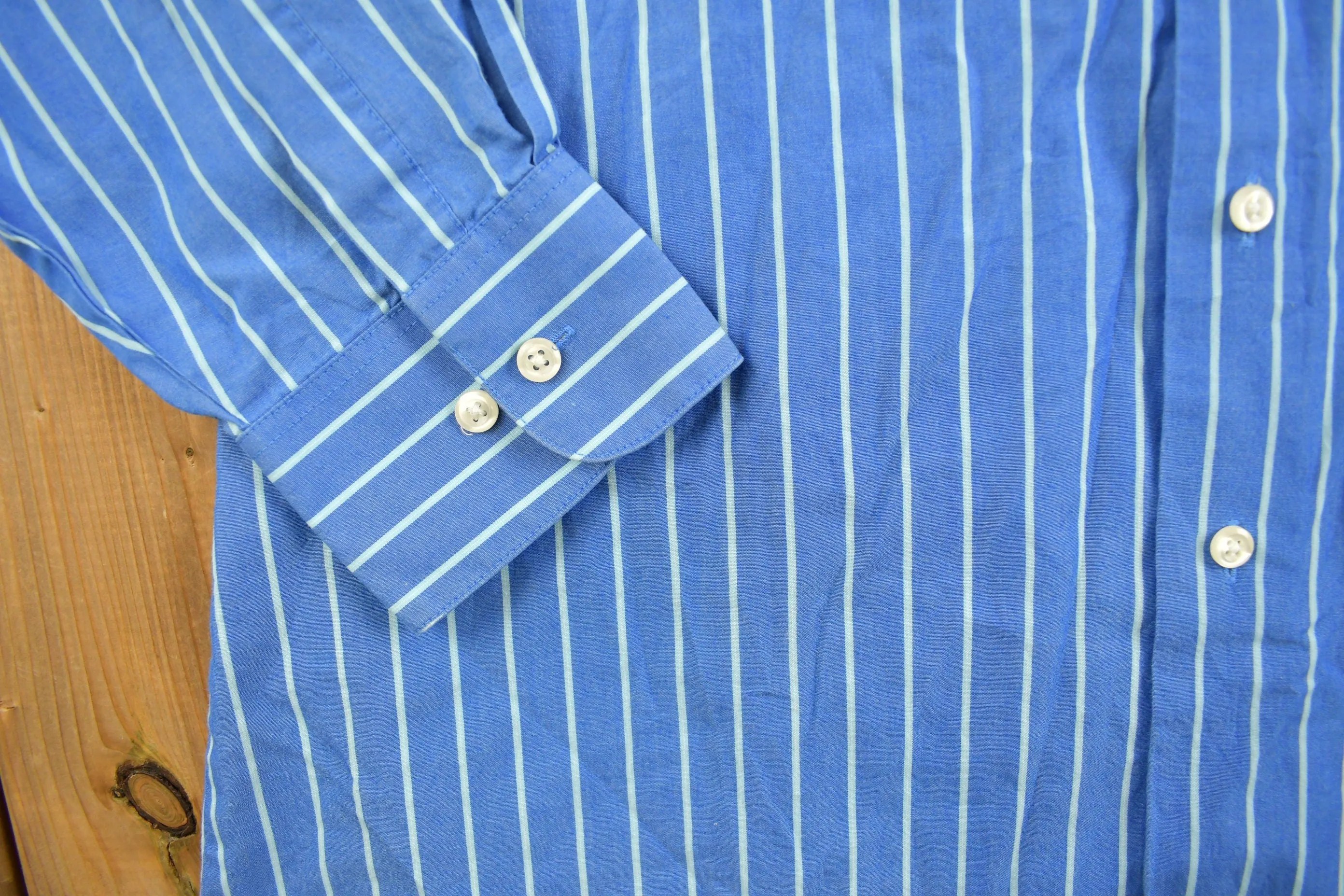 Vintage 1990s Van Heusen Blue Striped Button Up Shirt