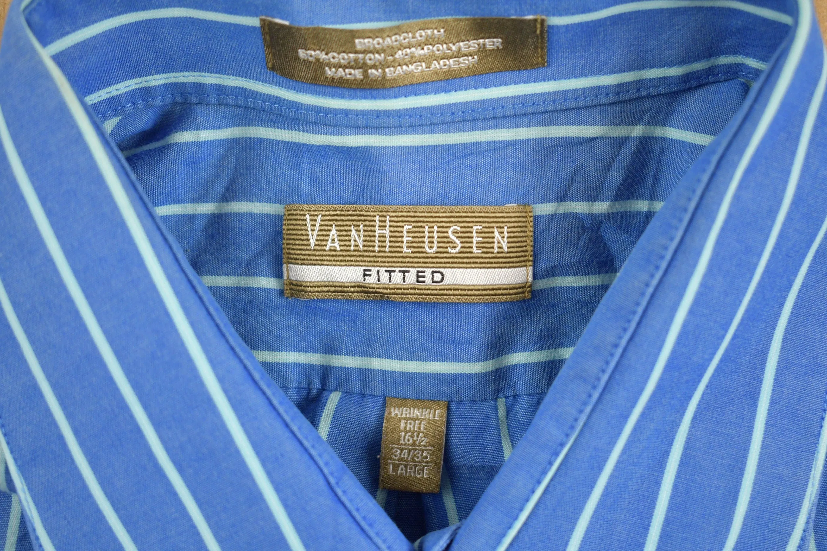 Vintage 1990s Van Heusen Blue Striped Button Up Shirt