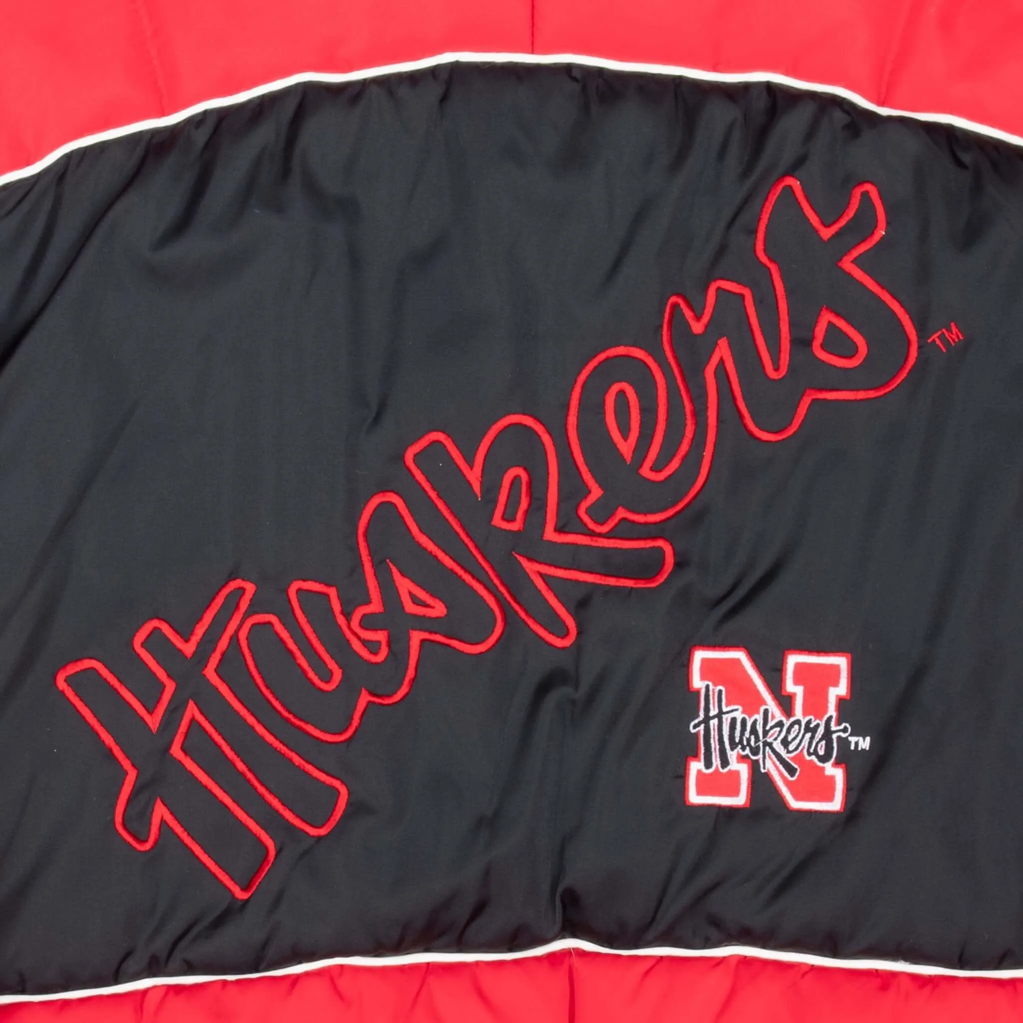 VINTAGE NCAA NEBRASKA HUSKERS 1990S PRO PLAYER HEAVY WINDBREAKER JACKET 2XL