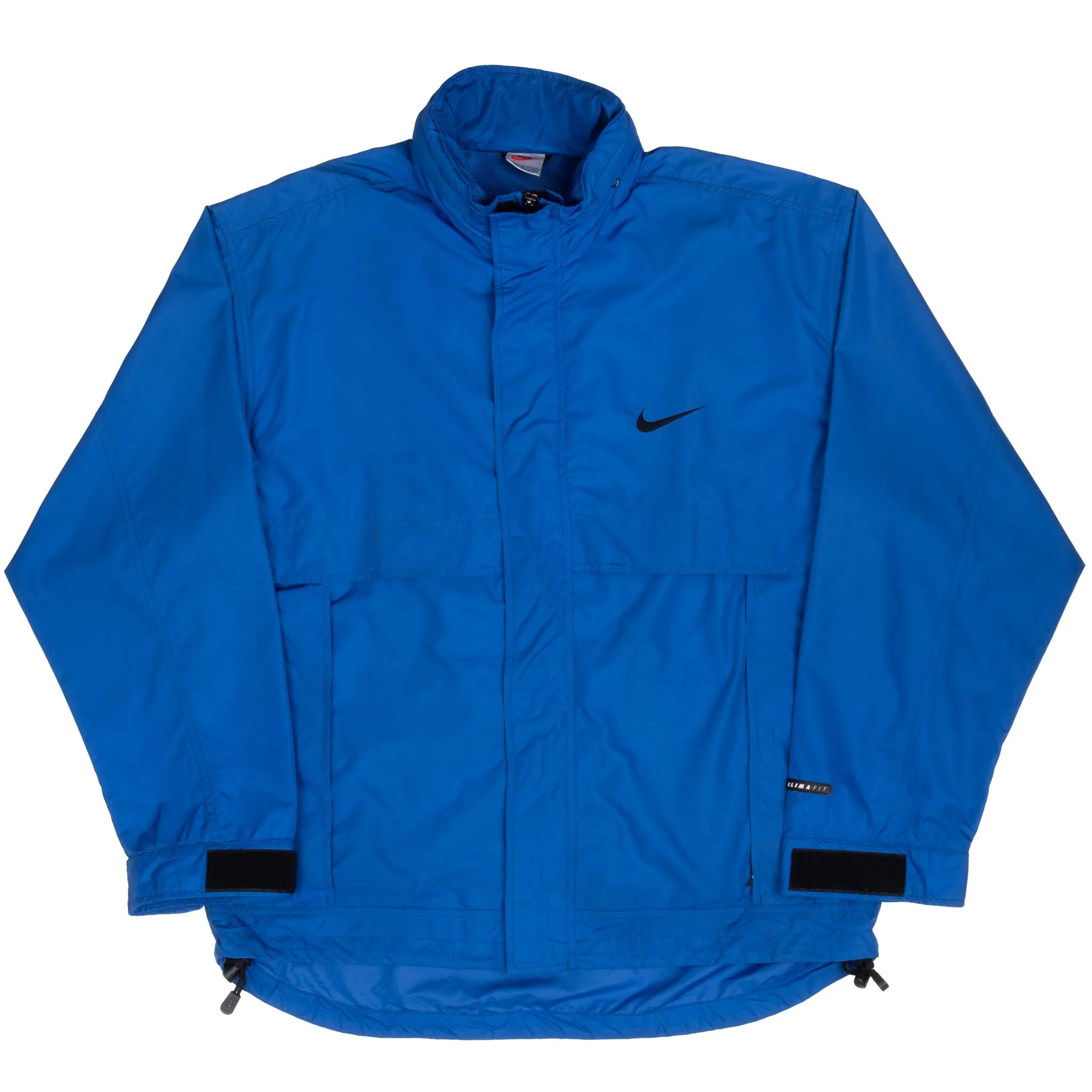 VINTAGE NIKE CLASSIC SWOOSH BLUE CLIMAFIT WINDBREAKER JACKET 1990S MEDIUM