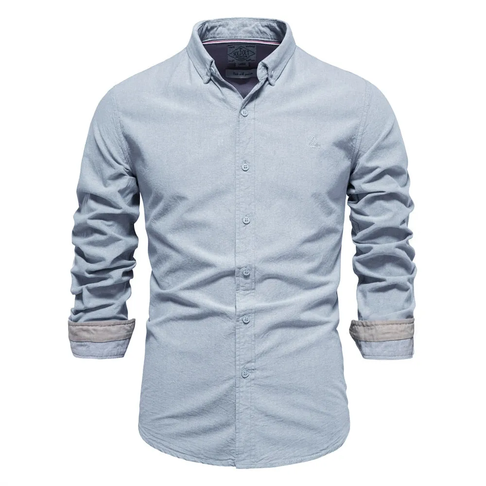 West Louis™ Brand Cotton Business Casual Oxford Dress Shirt