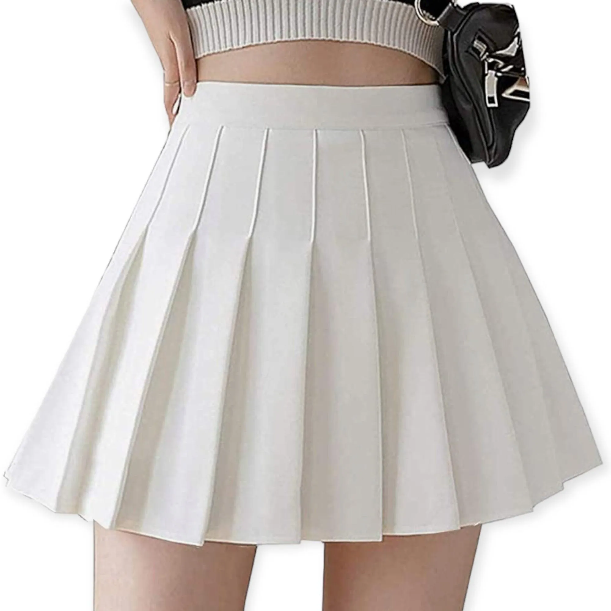 White Pleated Mini Skirt