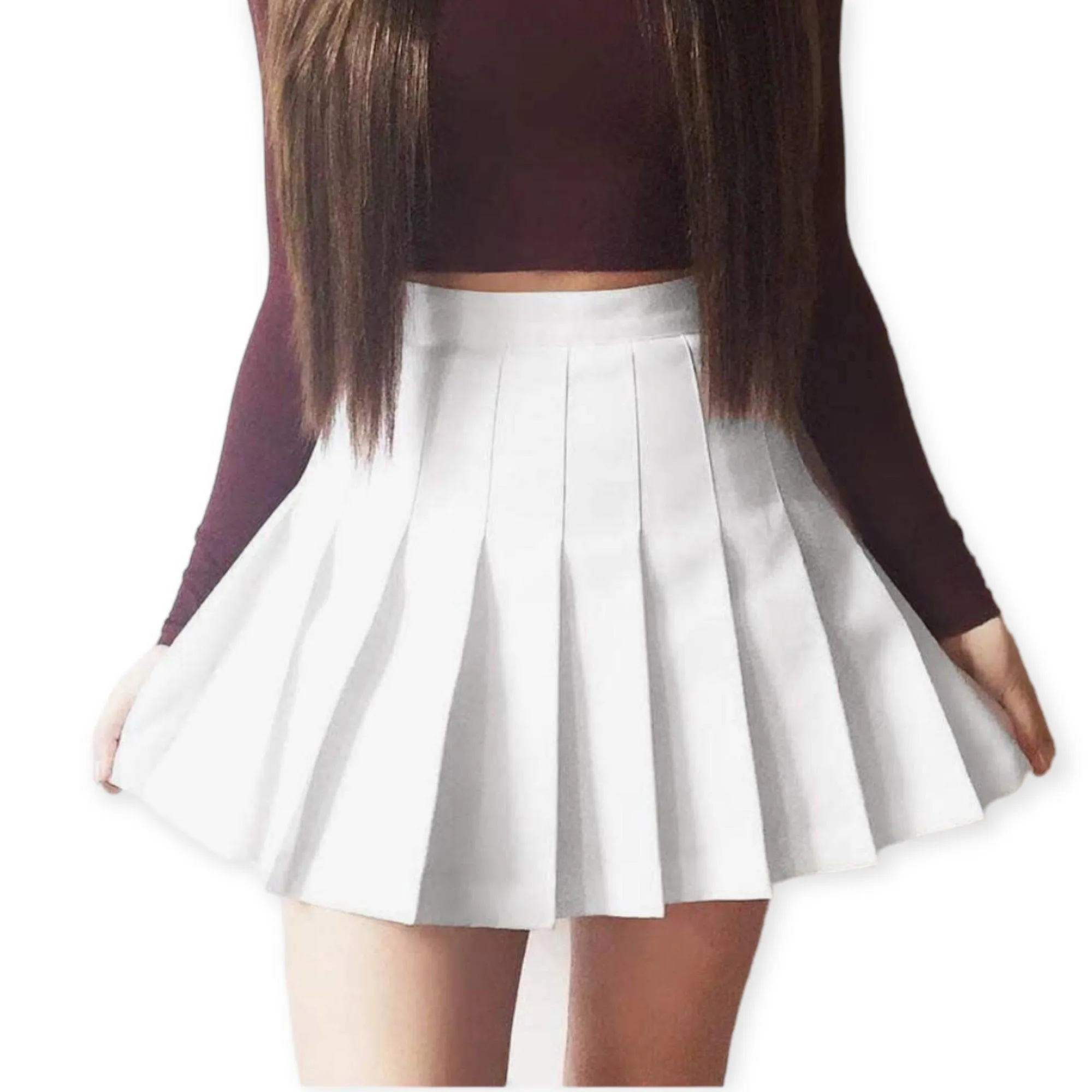 White Pleated Mini Skirt