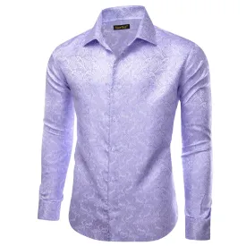 YourTies Wedding Shirts Lavender Purple Jacquard Paisley Dress Shirt