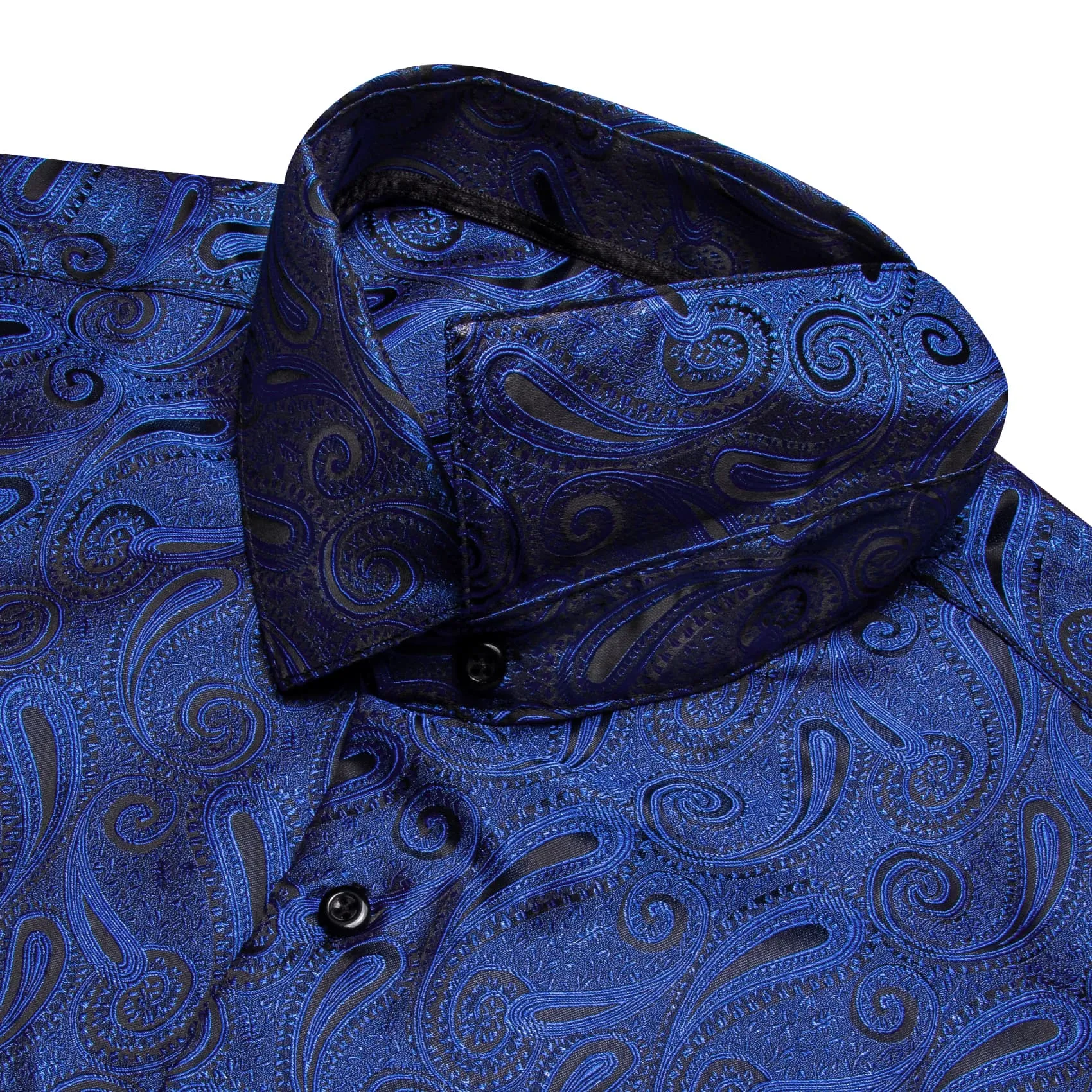 YourTies Windsor Collar Men's Dress Shirt Blue Paisley Jacquard Top