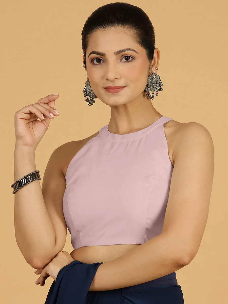 Zubeida x Rozaana | Lilac Sleeveless Halter Neck Saree Blouse